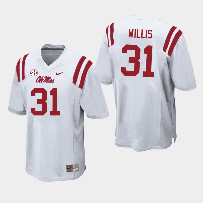 Ole Miss Rebels #31 Jaron Willis College Football Jerseys Sale-White